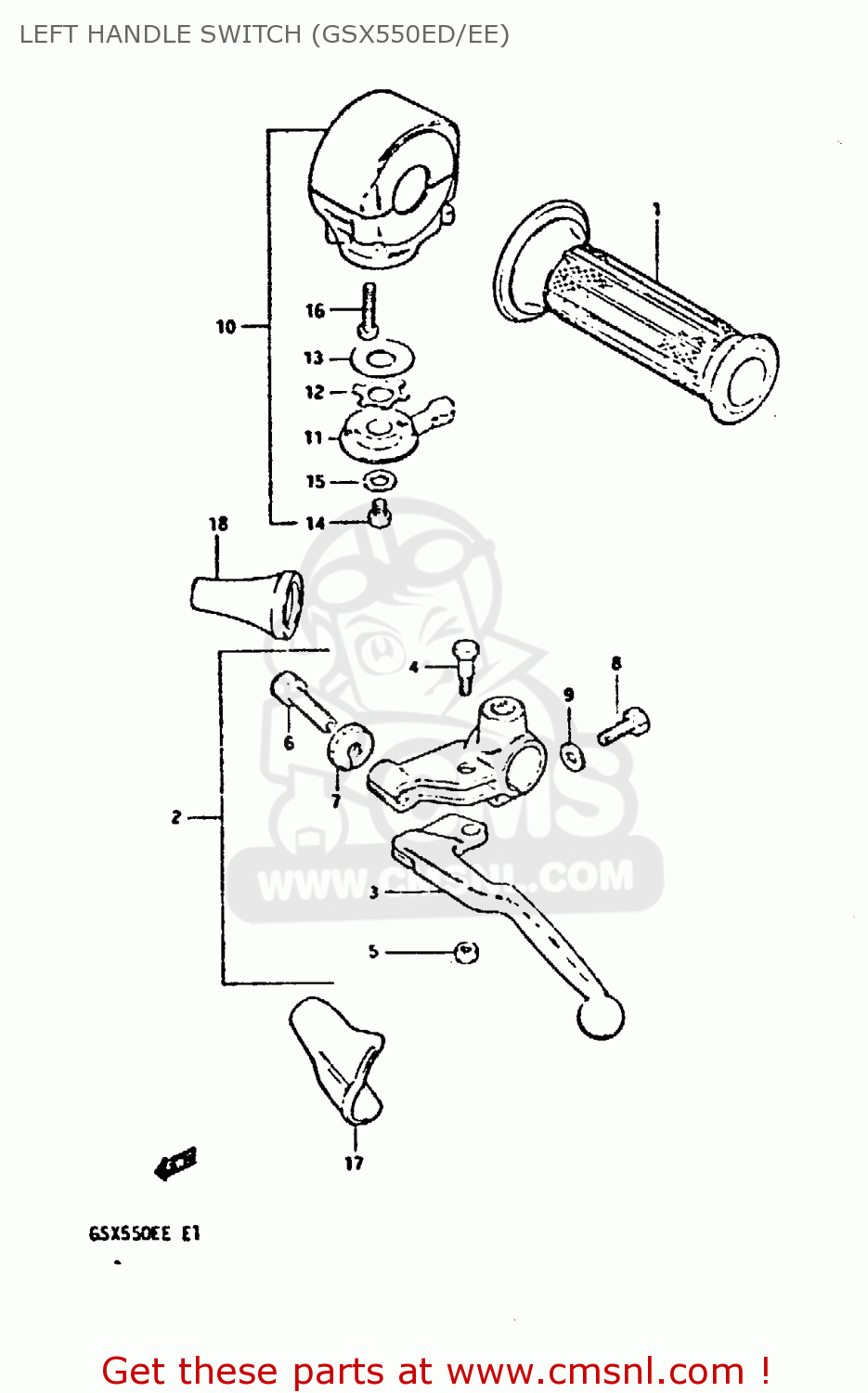 LEFT HANDLE SWITCH (GSX550ED/EE) GSX550E 1983 (D) (E01 02 04 06 15 16 17 18 21 22 24 25 26 34 39)