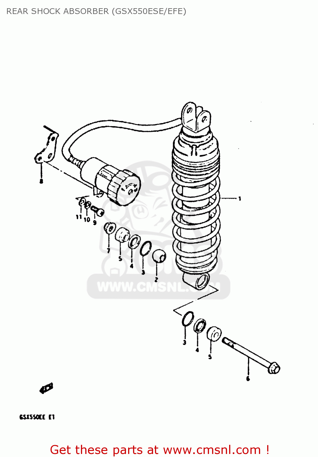 REAR SHOCK ABSORBER (GSX550ESE/EFE) GSX550E 1983 (D) (E01 02 04 06 15 16 17 18 21 22 24 25 26 34 39)