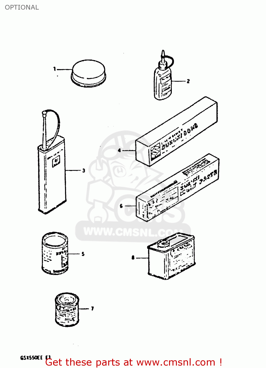 OPTIONAL GSX550E 1983 (D) (E01 02 04 06 15 16 17 18 21 22 24 25 26 34 39)