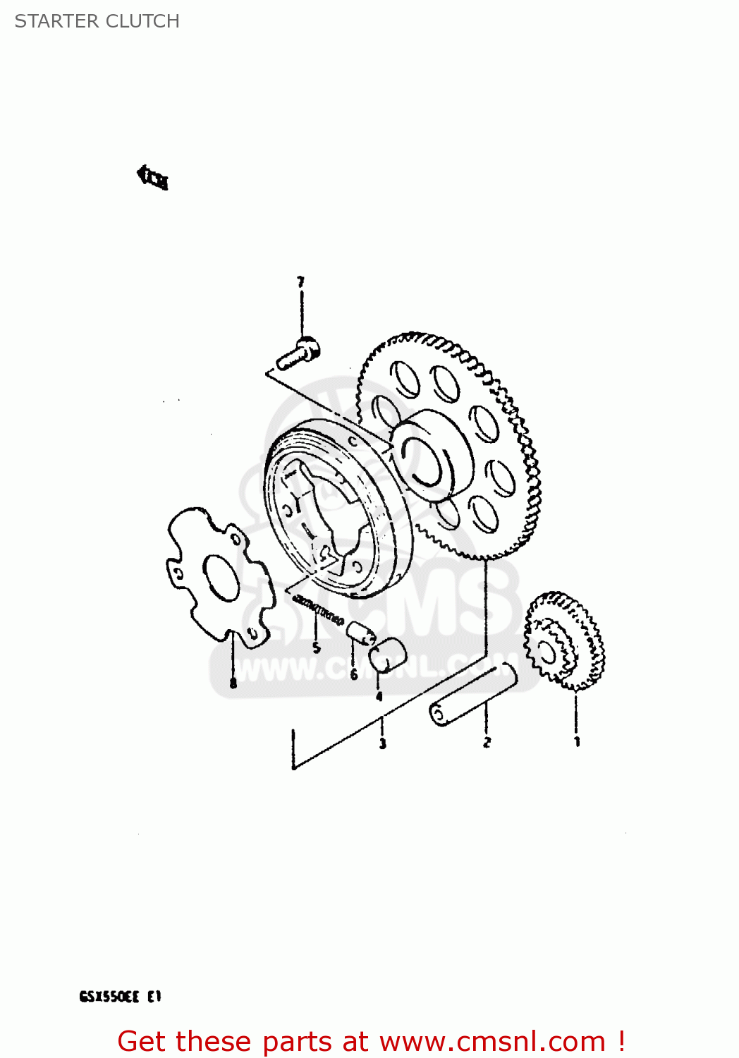 STARTER CLUTCH GSX550E 1983 (D) (E01 02 04 06 15 16 17 18 21 22 24 25 26 34 39)