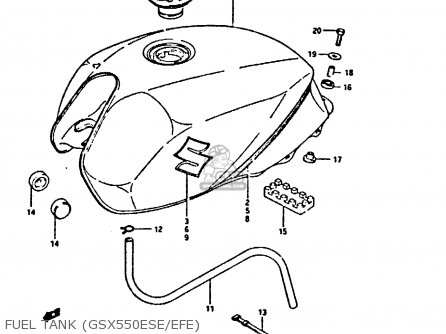 FUEL TANK (GSX550ESE/EFE) - GSX550E 1983 (D) (E01 02 04 06 15 16 17 18 21 22 24 25 26 34 39)