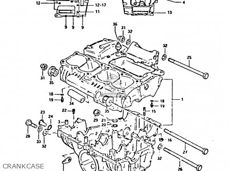 CRANKCASE - GSX550E 1983 (D) (E01 02 04 06 15 16 17 18 21 22 24 25 26 34 39)