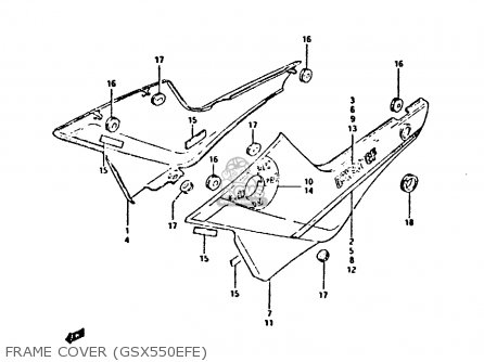 FRAME COVER (GSX550EFE) - GSX550E 1983 (D) (E01 02 04 06 15 16 17 18 21 22 24 25 26 34 39)