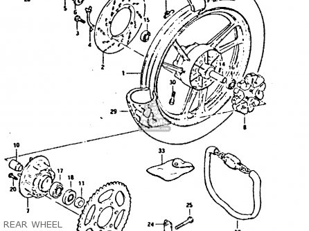 REAR WHEEL - GSX550E 1983 (D) (E01 02 04 06 15 16 17 18 21 22 24 25 26 34 39)