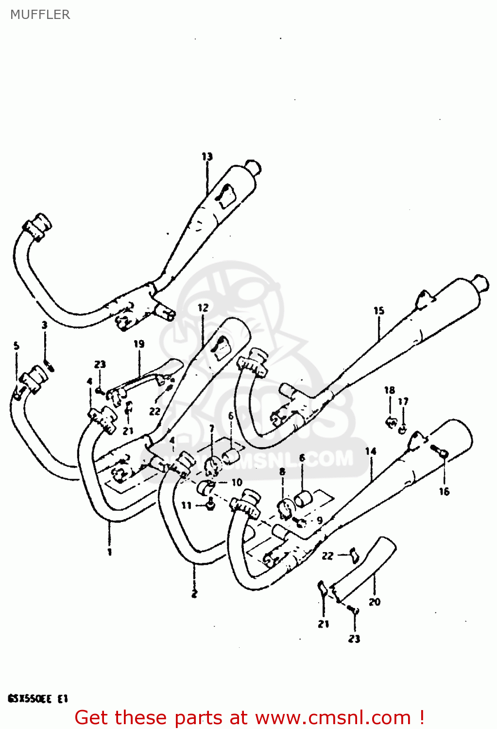 MUFFLER GSX550E 1984 (E) (E01 E06 E16 E17 E18 E21 E24 E25 E26 E34 E39)