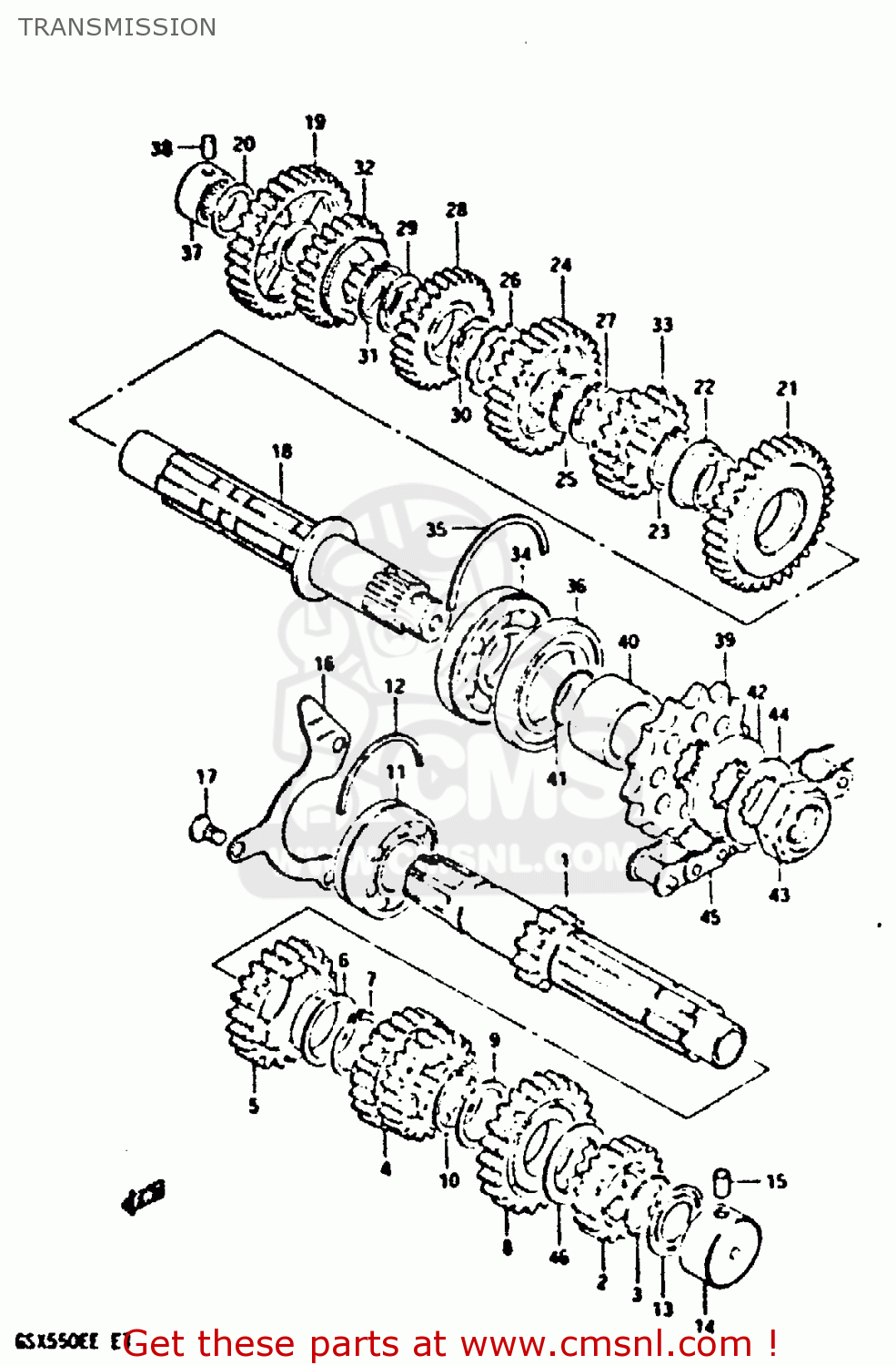 TRANSMISSION GSX550E 1984 (E) (E01 E06 E16 E17 E18 E21 E24 E25 E26 E34 E39)