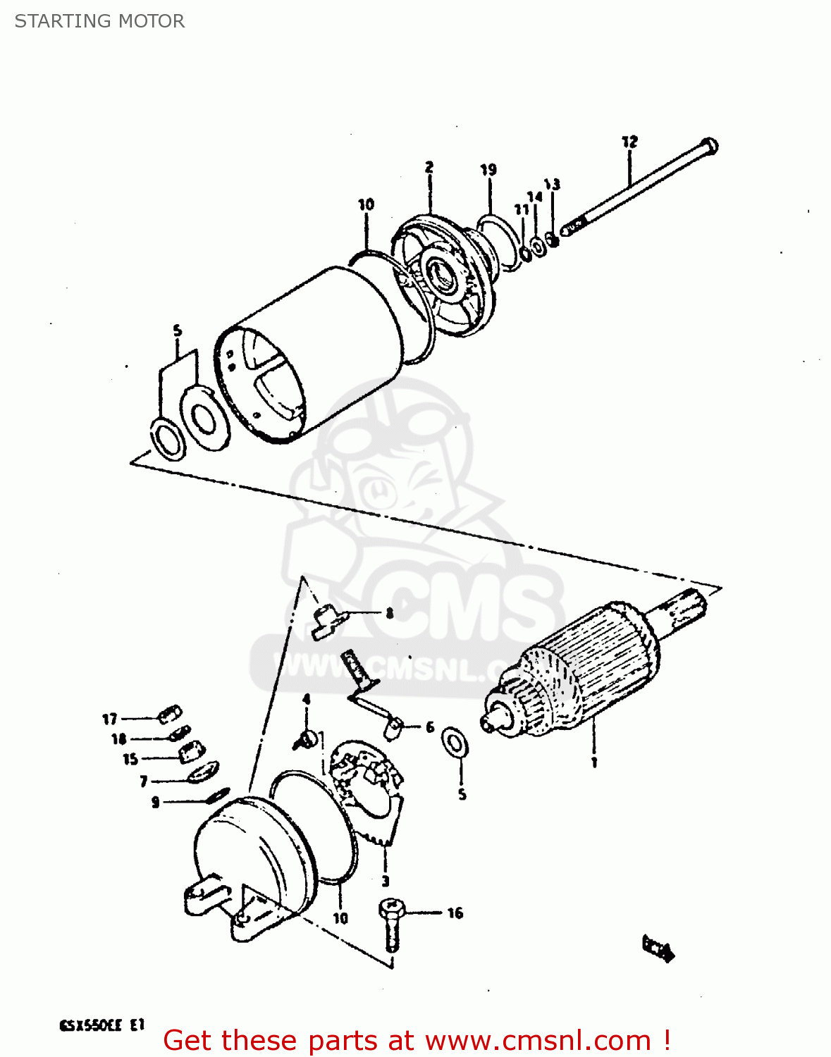 STARTING MOTOR GSX550E 1984 (E) (E01 E06 E16 E17 E18 E21 E24 E25 E26 E34 E39)