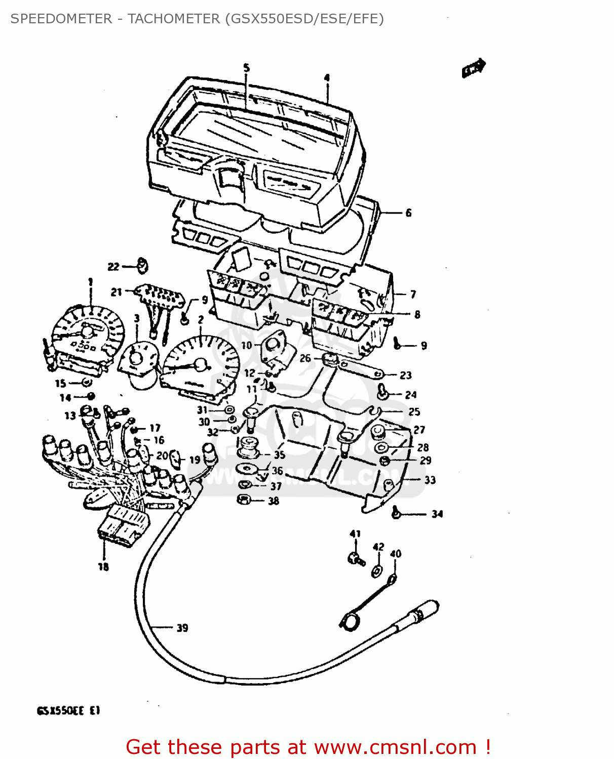 SPEEDOMETER - TACHOMETER (GSX550ESD/ESE/EFE) GSX550E 1984 (E) (E01 E06 E16 E17 E18 E21 E24 E25 E26 E34 E39)