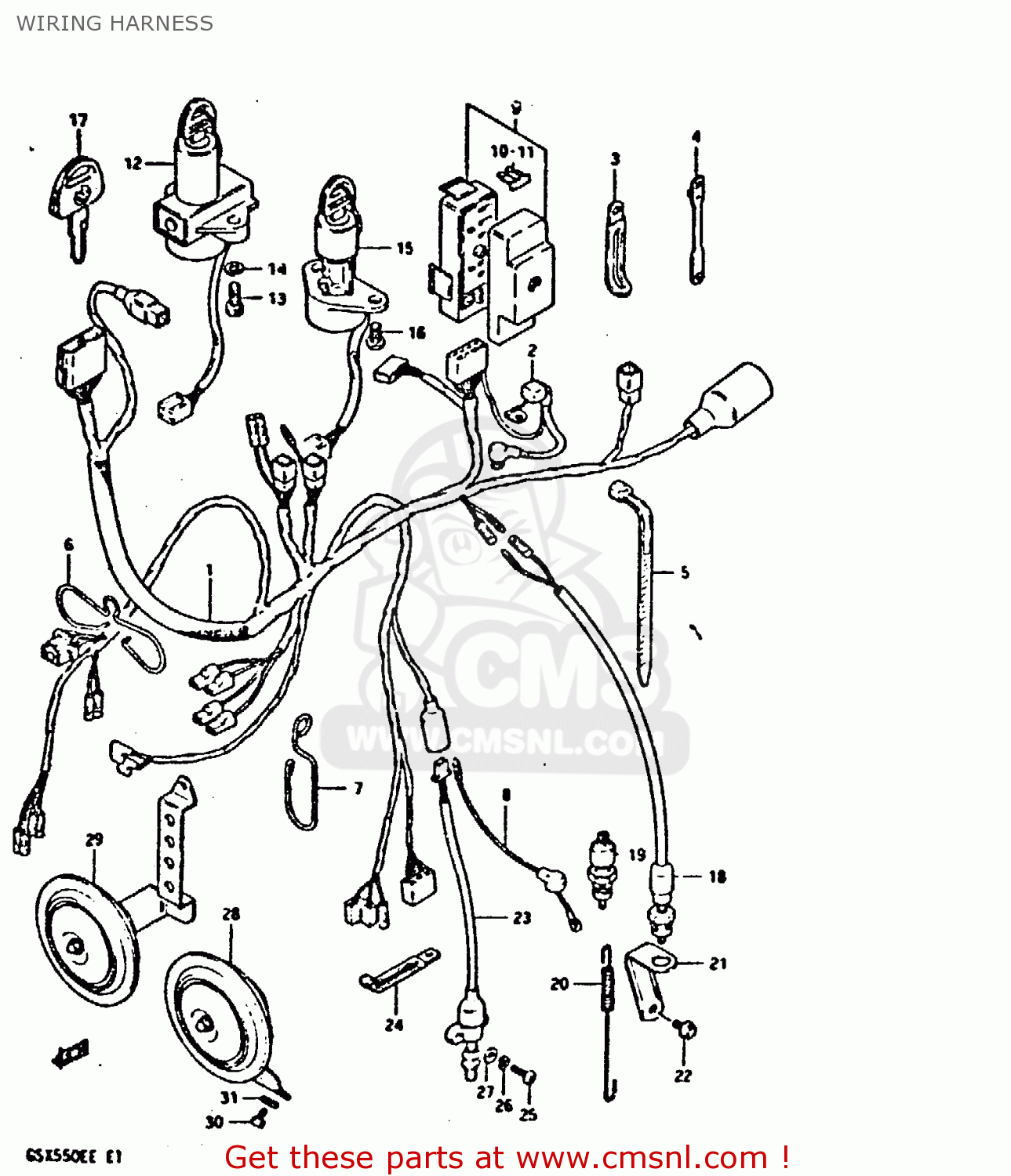 WIRING HARNESS GSX550E 1984 (E) (E01 E06 E16 E17 E18 E21 E24 E25 E26 E34 E39)
