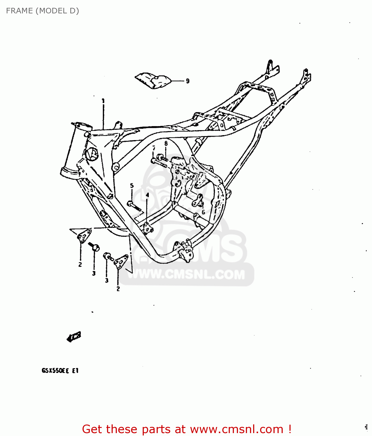 FRAME (MODEL D) GSX550E 1984 (E) (E01 E06 E16 E17 E18 E21 E24 E25 E26 E34 E39)