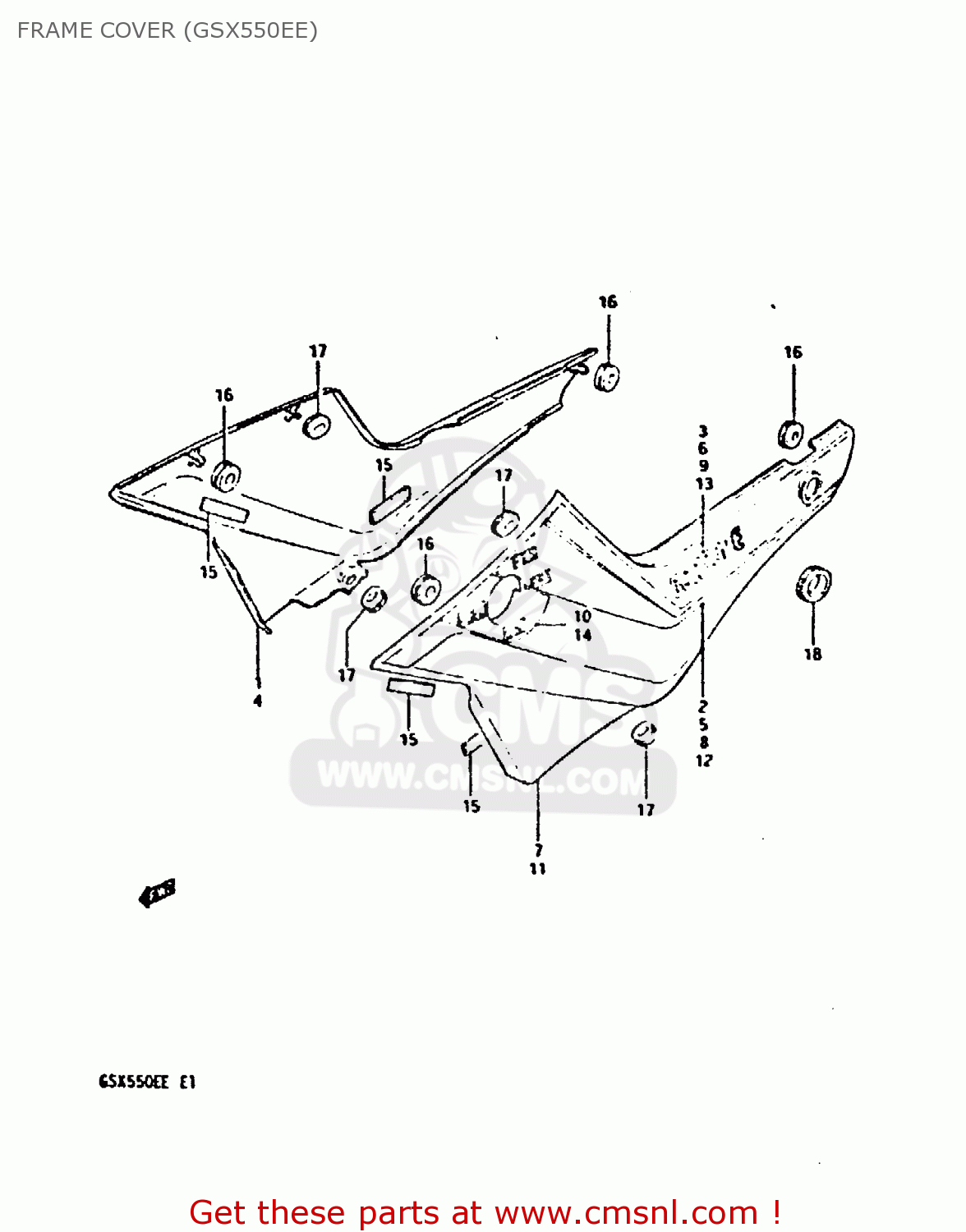 FRAME COVER (GSX550EE) GSX550E 1984 (E) (E01 E06 E16 E17 E18 E21 E24 E25 E26 E34 E39)