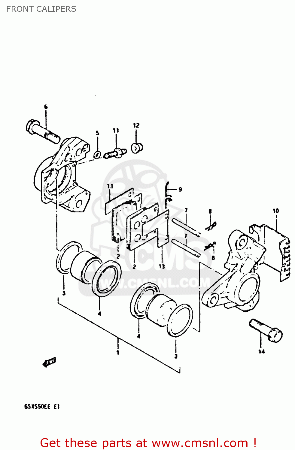 FRONT CALIPERS GSX550E 1984 (E) (E01 E06 E16 E17 E18 E21 E24 E25 E26 E34 E39)