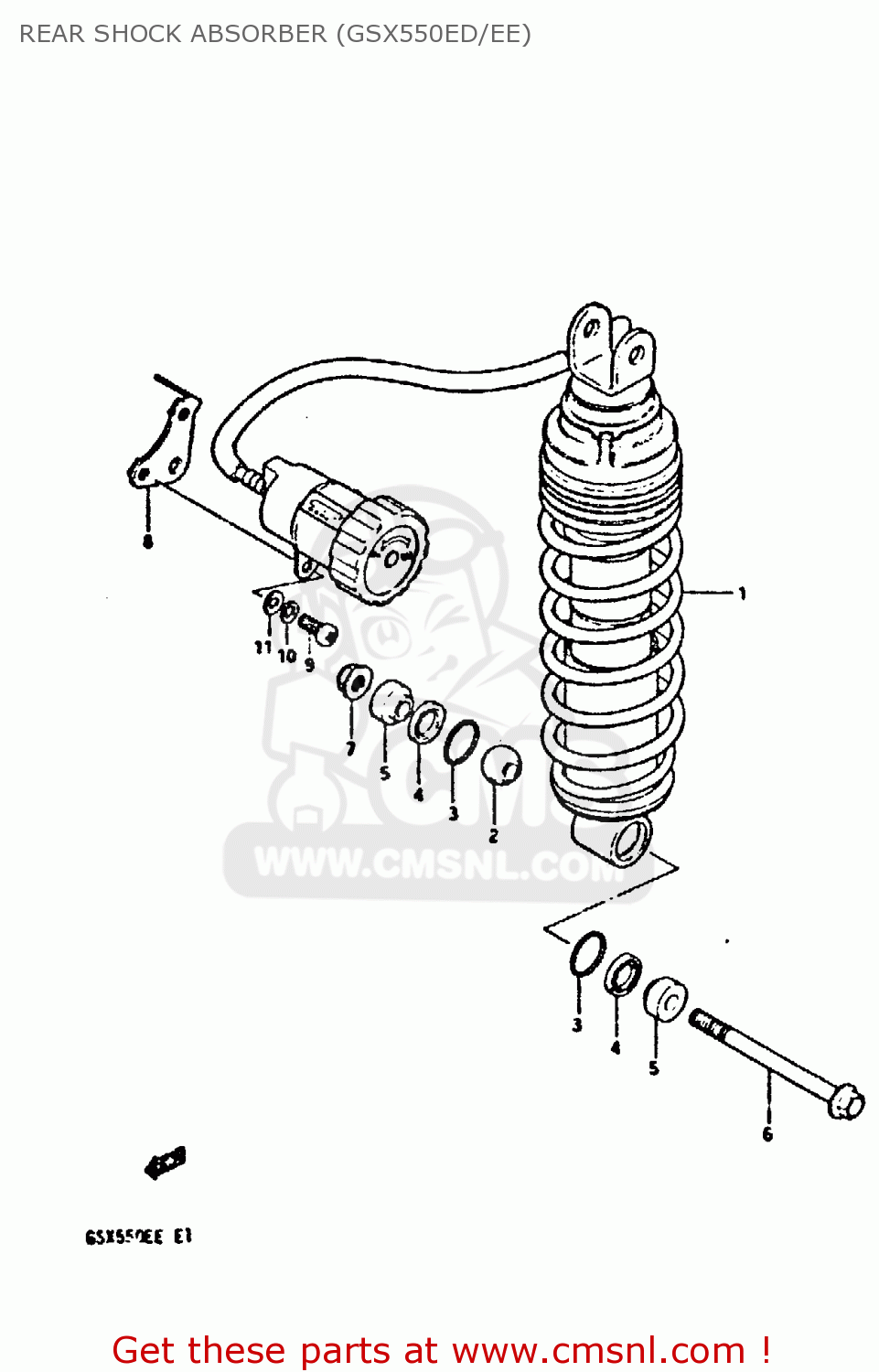 REAR SHOCK ABSORBER (GSX550ED/EE) GSX550E 1984 (E) (E01 E06 E16 E17 E18 E21 E24 E25 E26 E34 E39)