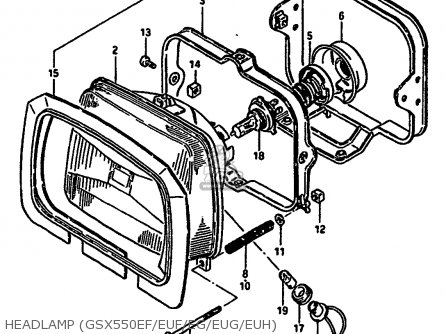 HEADLAMP (GSX550EF/EUF/EG/EUG/EUH) - GSX550E 1985 (F) (E01 E02 E21 E22 E24 E34)