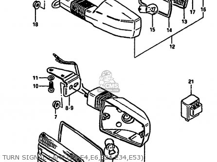 TURN SIGNAL LAMP (E1,E4,E6,E24,E34,E53) - GSX550E 1985 (F) (E01 E02 E21 E22 E24 E34)
