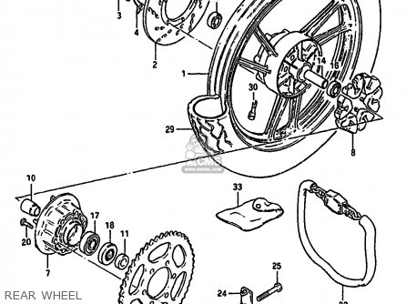 REAR WHEEL - GSX550E 1985 (F) (E01 E02 E21 E22 E24 E34)