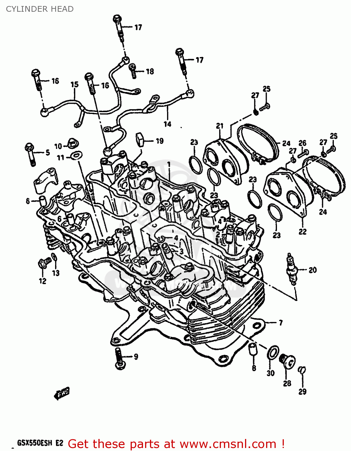 CYLINDER HEAD GSX550E 1986 (G) GENERAL EXPORT GERMANY (E01 E22)