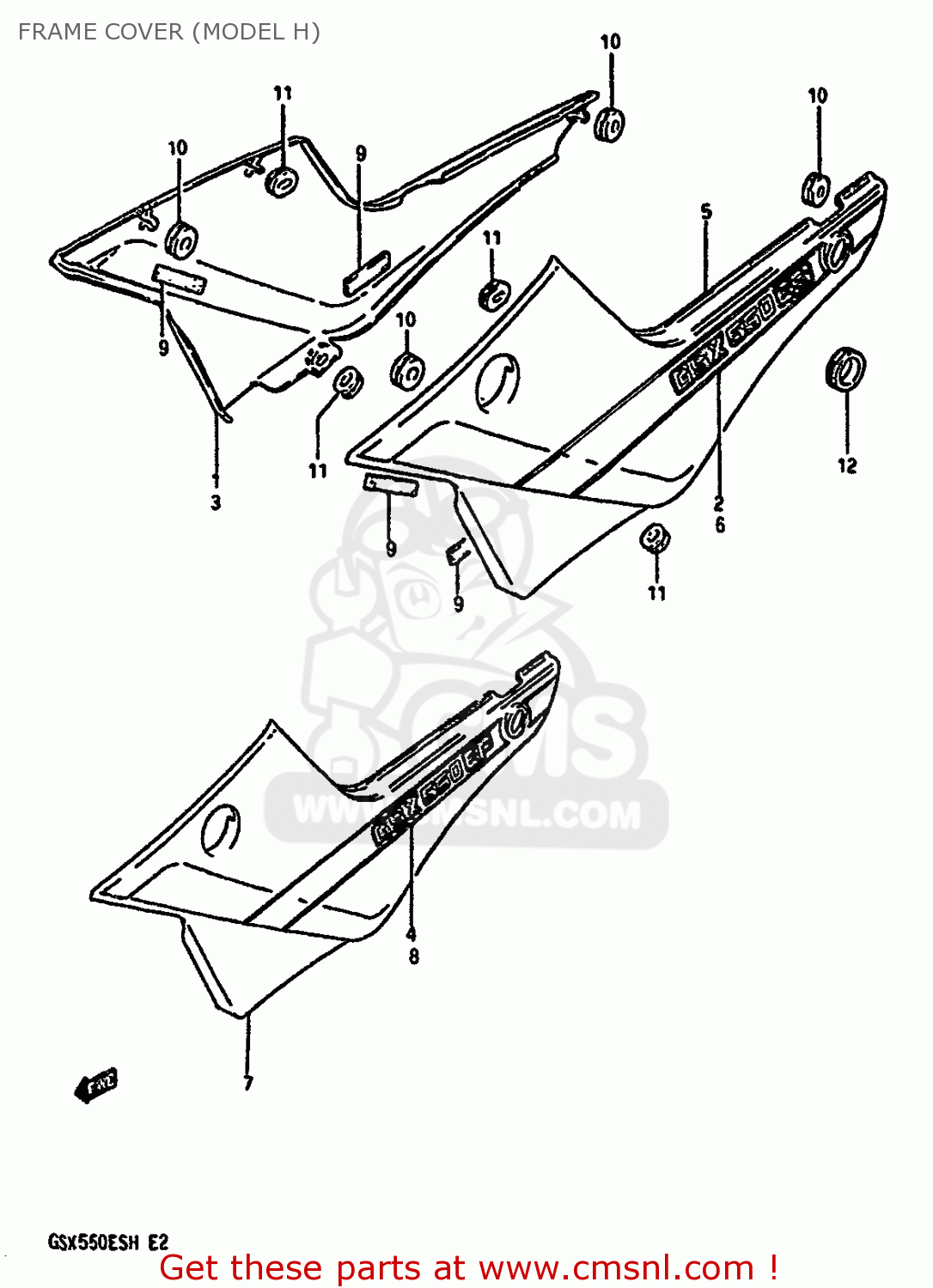 FRAME COVER (MODEL H) GSX550E 1986 (G) GENERAL EXPORT GERMANY (E01 E22)