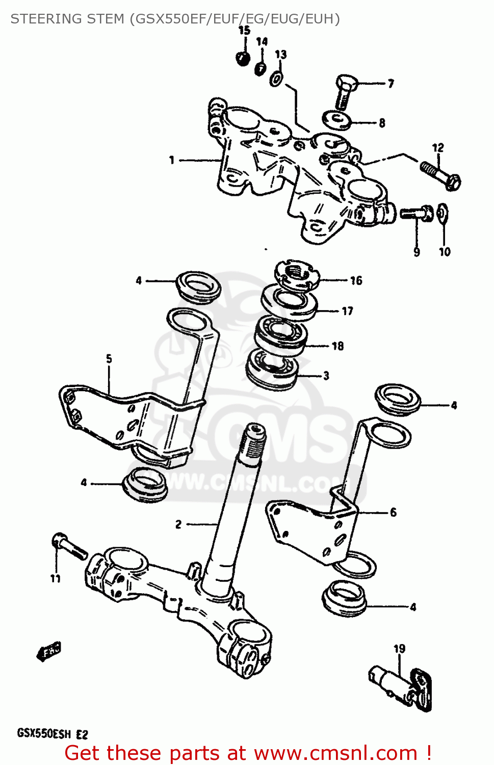STEERING STEM (GSX550EF/EUF/EG/EUG/EUH) GSX550E 1986 (G) GENERAL EXPORT GERMANY (E01 E22)