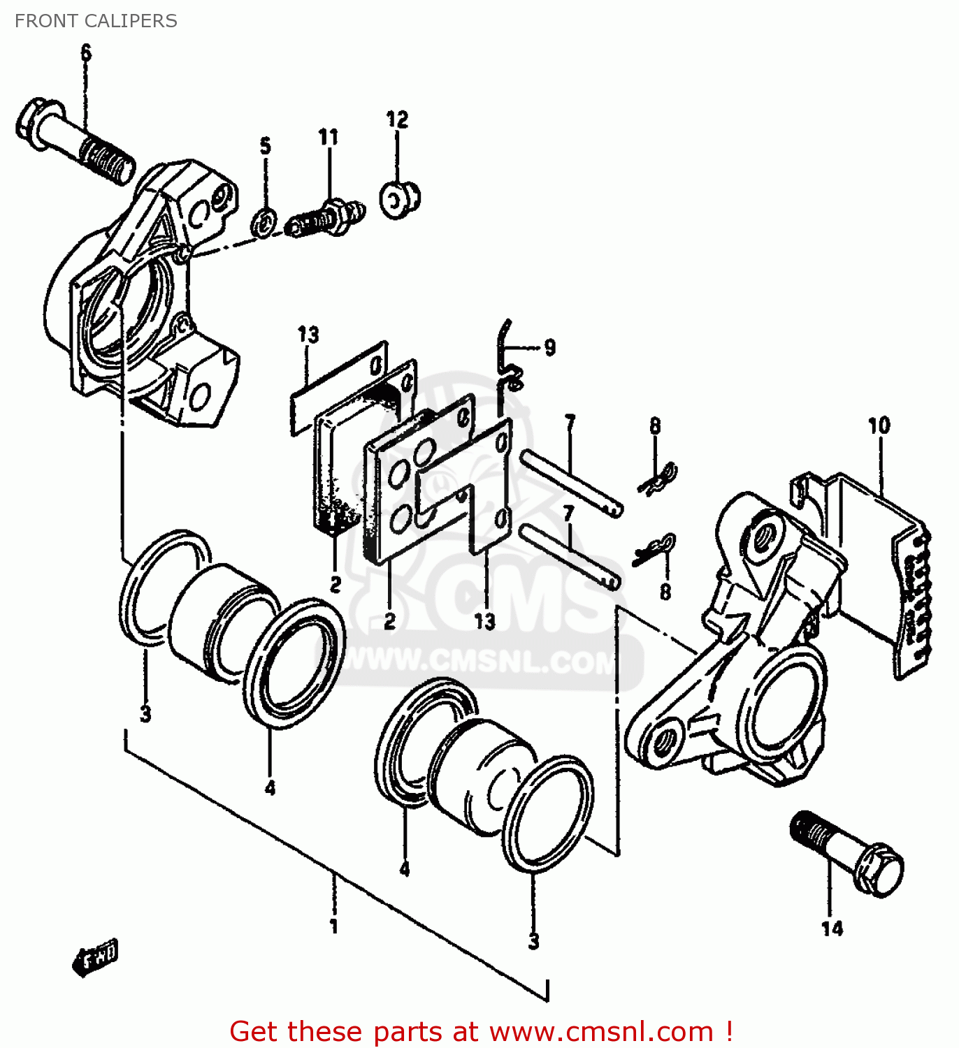 FRONT CALIPERS GSX550E 1986 (G) GENERAL EXPORT GERMANY (E01 E22)