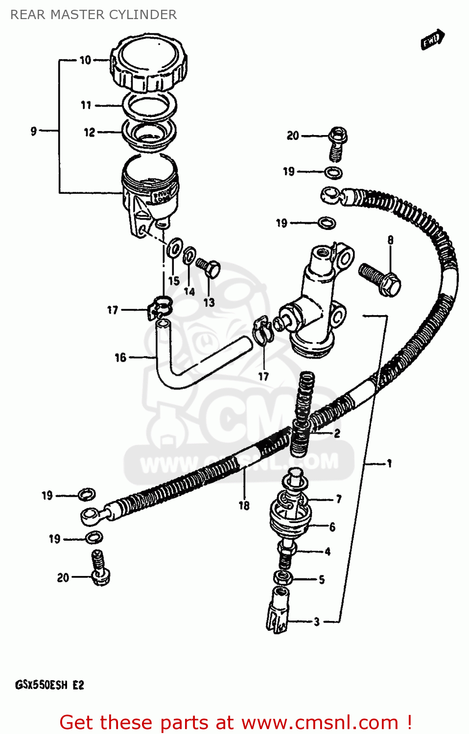 REAR MASTER CYLINDER GSX550E 1986 (G) GENERAL EXPORT GERMANY (E01 E22)