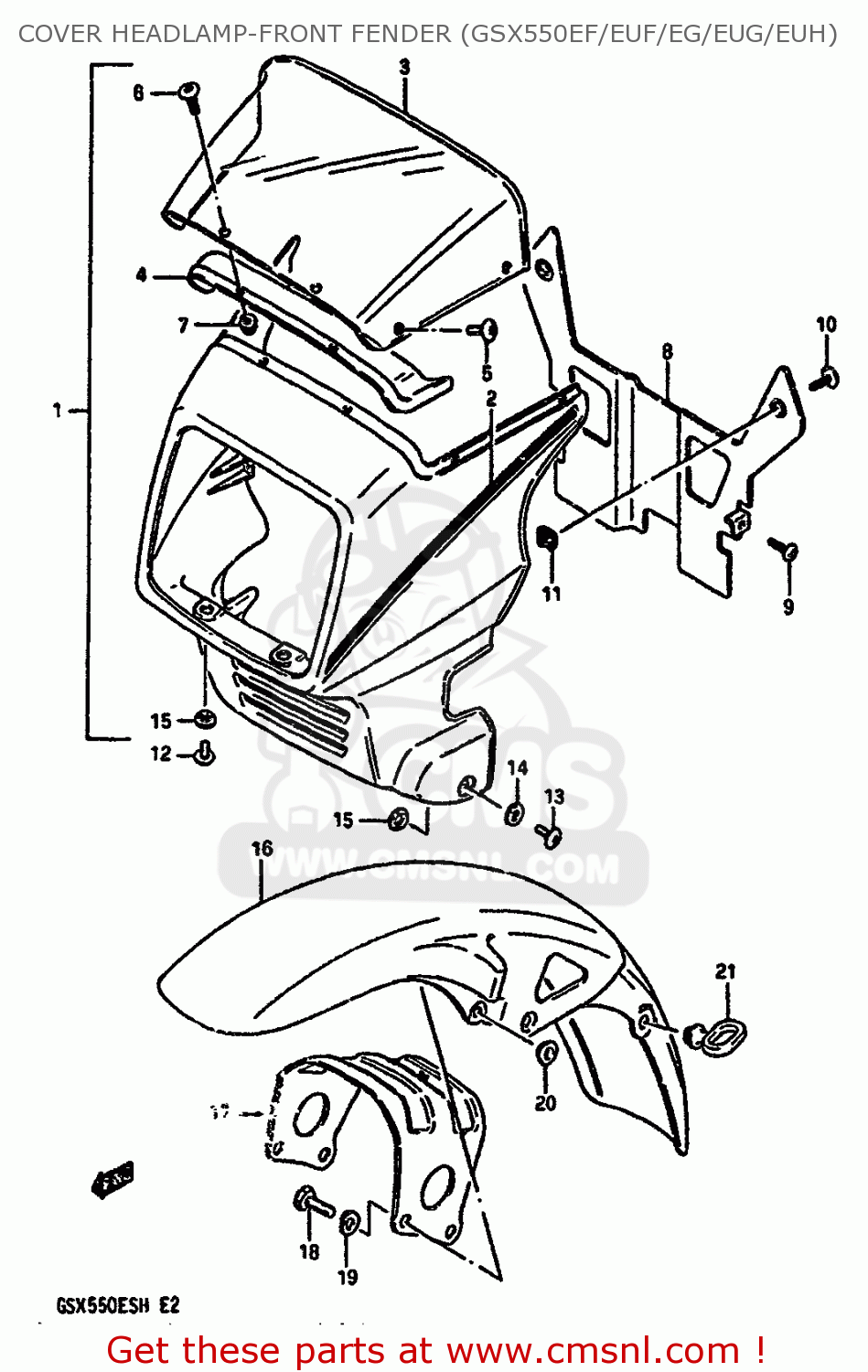 COVER HEADLAMP-FRONT FENDER (GSX550EF/EUF/EG/EUG/EUH) GSX550E 1987 (H)