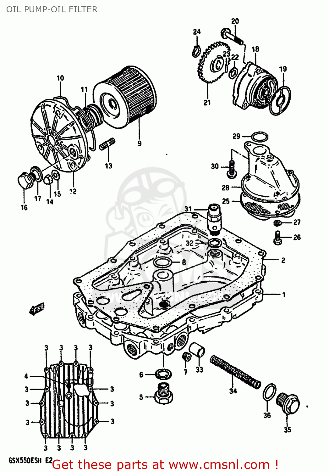 OIL PUMP-OIL FILTER GSX550E 1987 (H)