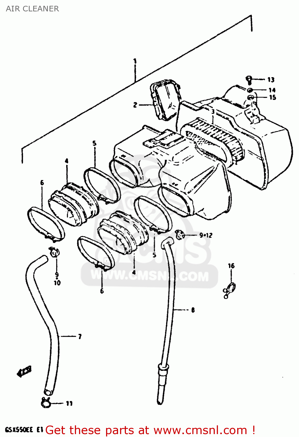 AIR CLEANER GSX550EF 1984 (E) (E01 E02 E04 E16 E17 E18 21 22 24 25 26 34 39)