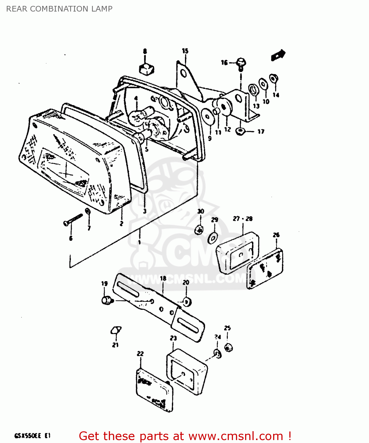 REAR COMBINATION LAMP GSX550EF 1984 (E) (E01 E02 E04 E16 E17 E18 21 22 24 25 26 34 39)