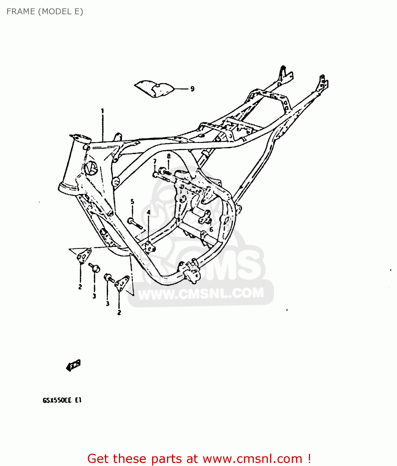 FRAME (MODEL E) GSX550EF 1984 (E) (E01 E02 E04 E16 E17 E18 21 22 24 25 26 34 39)