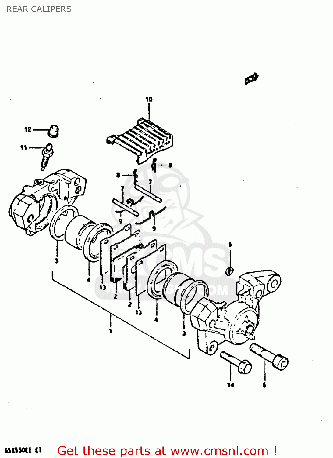 REAR CALIPERS GSX550EF 1984 (E) (E01 E02 E04 E16 E17 E18 21 22 24 25 26 34 39)