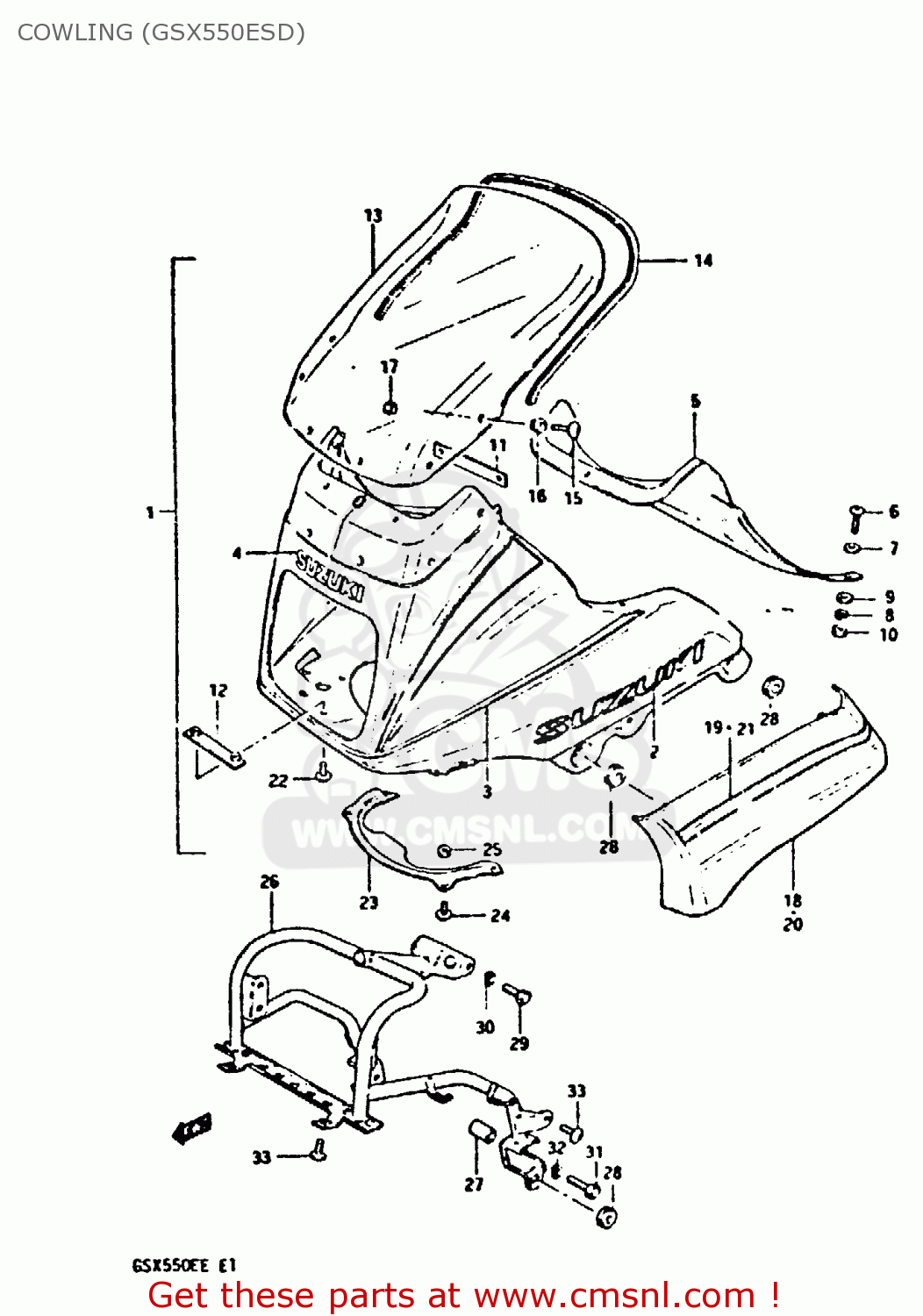COWLING (GSX550ESD) GSX550EF 1984 (E) (E01 E02 E04 E16 E17 E18 21 22 24 25 26 34 39)