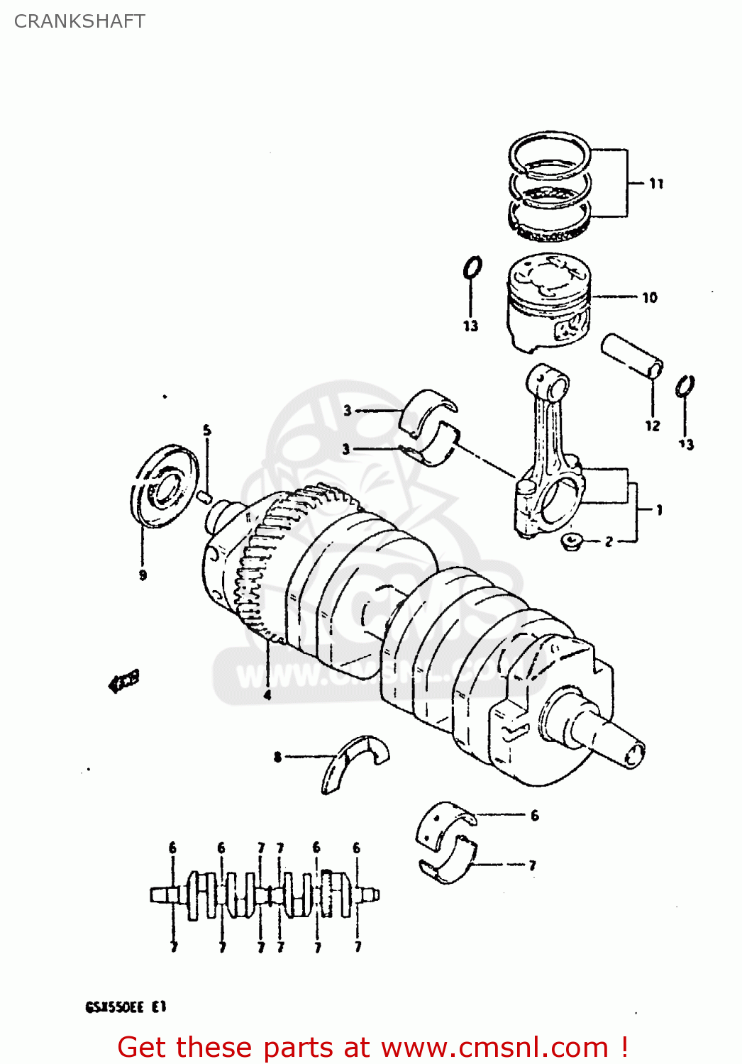 CRANKSHAFT GSX550EF 1984 (E) (E01 E02 E04 E16 E17 E18 21 22 24 25 26 34 39)