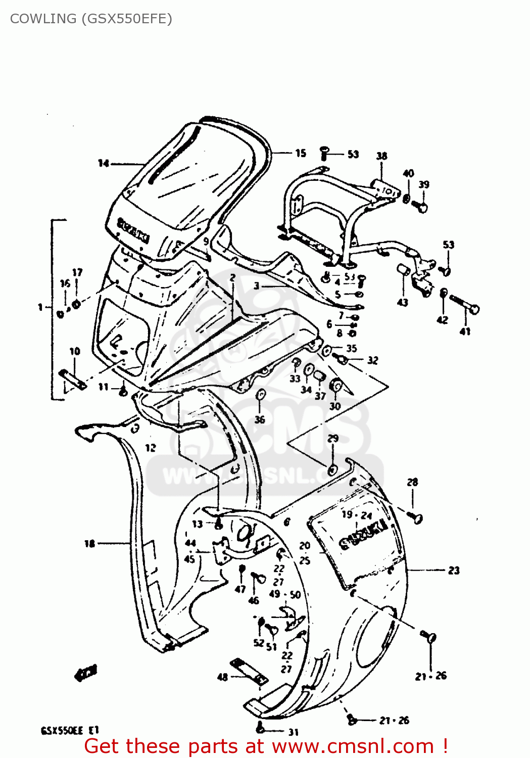 COWLING (GSX550EFE) GSX550EF 1984 (E) (E01 E02 E04 E16 E17 E18 21 22 24 25 26 34 39)