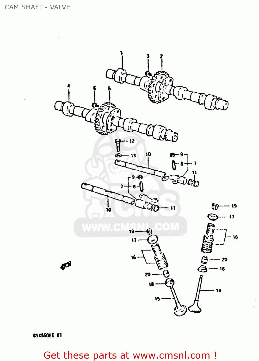 CAM SHAFT - VALVE GSX550EF 1984 (E) (E01 E02 E04 E16 E17 E18 21 22 24 25 26 34 39)