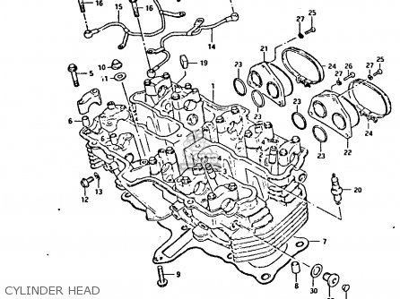 CYLINDER HEAD - GSX550EF 1984 (E) (E01 E02 E04 E16 E17 E18 21 22 24 25 26 34 39)