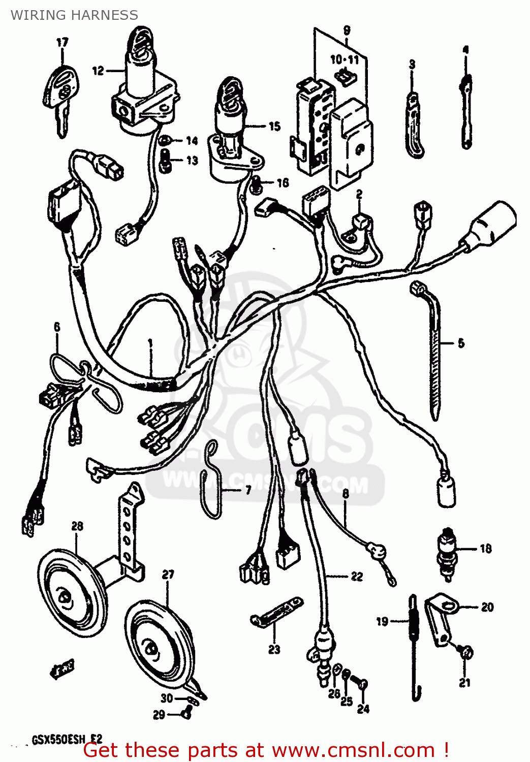 WIRING HARNESS GSX550EF 1985 (F) (E01 E02 E04 E06 E17 E18 E21 E22 E24 E25 E34)