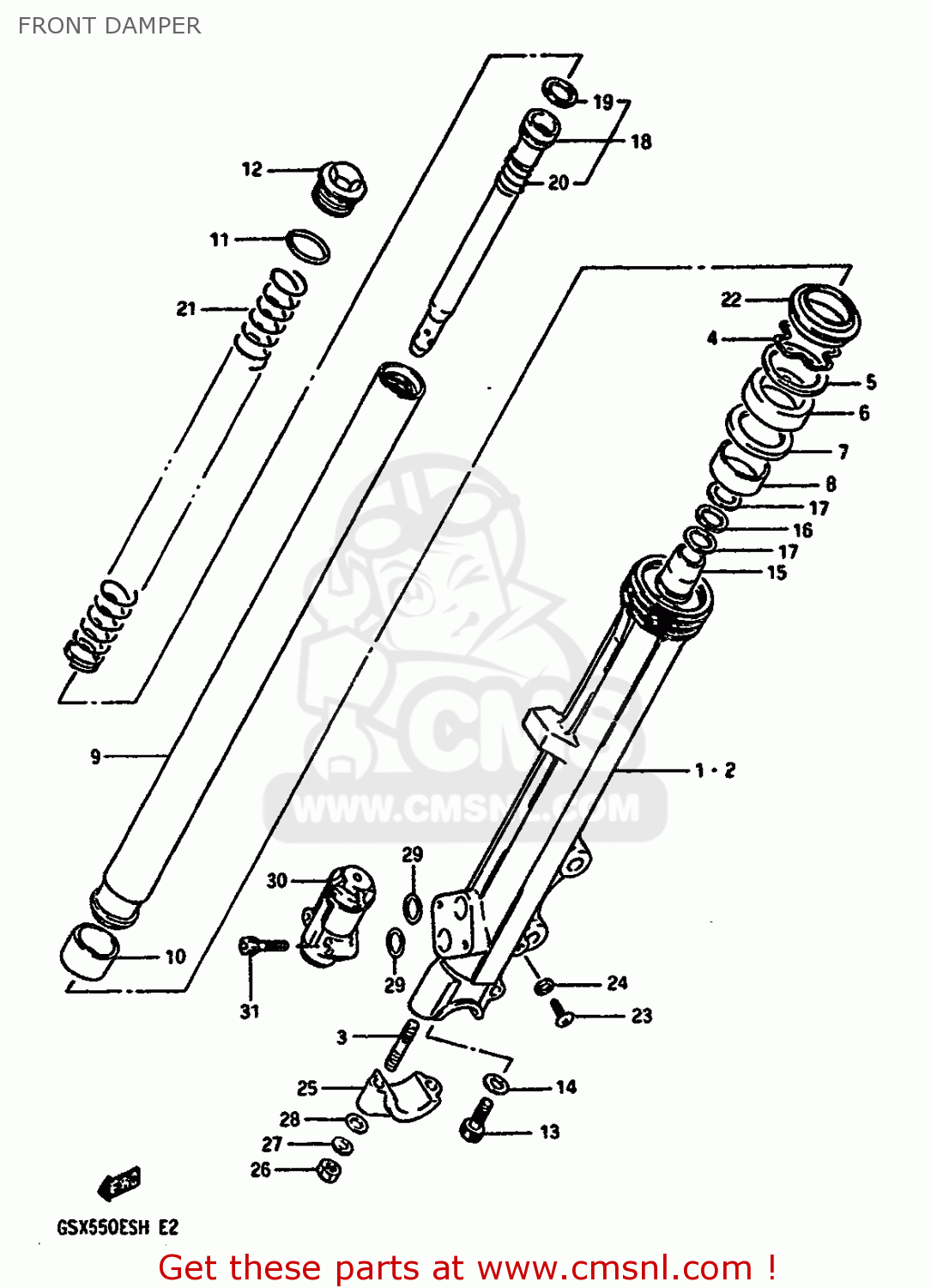 FRONT DAMPER GSX550EF 1985 (F) (E01 E02 E04 E06 E17 E18 E21 E22 E24 E25 E34)