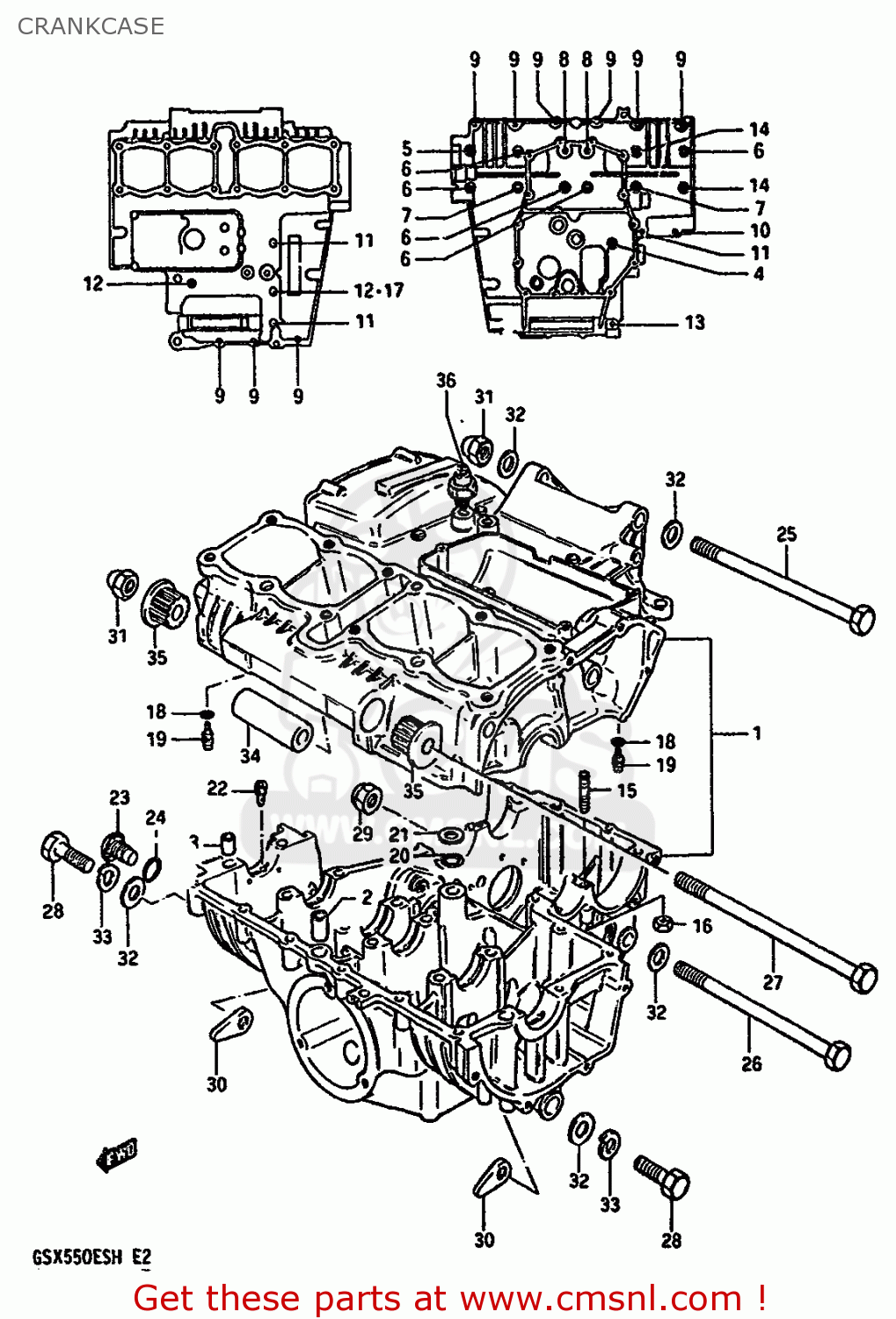 CRANKCASE GSX550EF 1985 (F) (E01 E02 E04 E06 E17 E18 E21 E22 E24 E25 E34)
