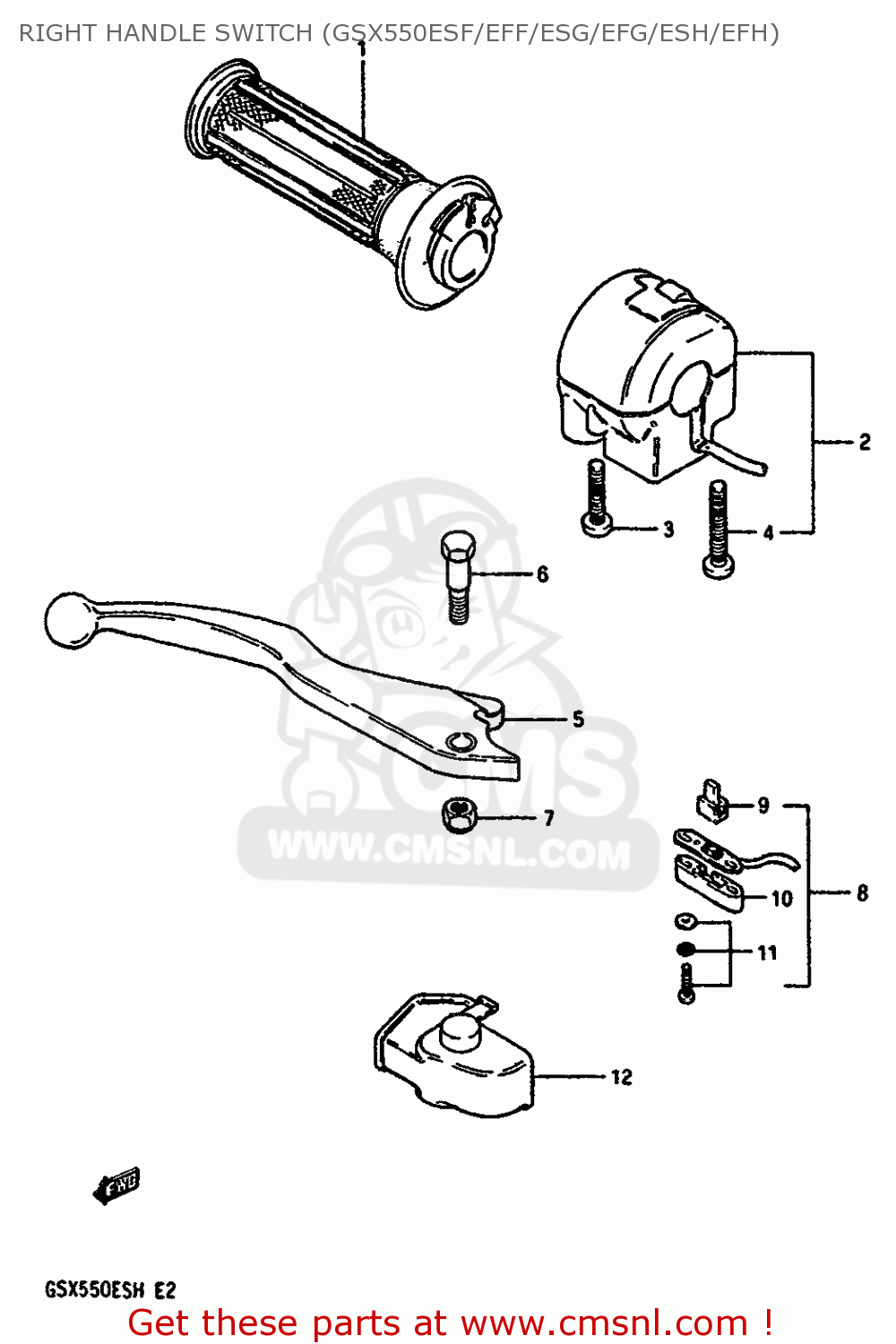 RIGHT HANDLE SWITCH (GSX550ESF/EFF/ESG/EFG/ESH/EFH) GSX550EF 1985 (F) (E01 E02 E04 E06 E17 E18 E21 E22 E24 E25 E34)