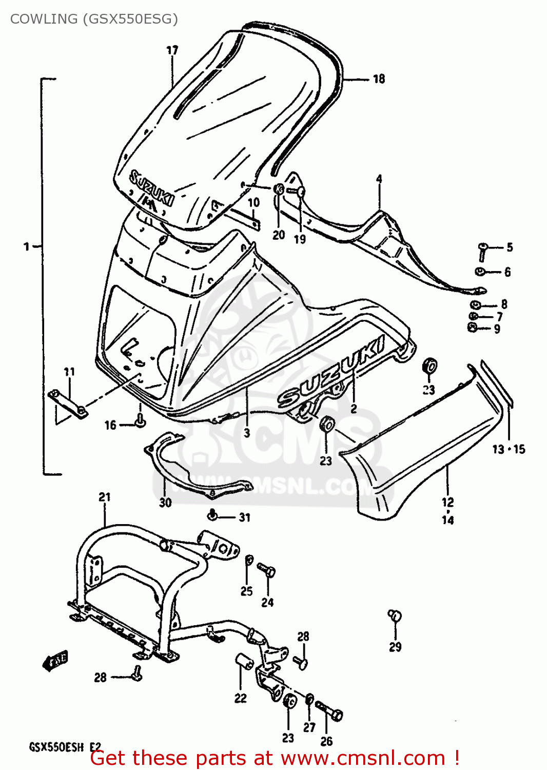 COWLING (GSX550ESG) GSX550EF 1985 (F) (E01 E02 E04 E06 E17 E18 E21 E22 E24 E25 E34)