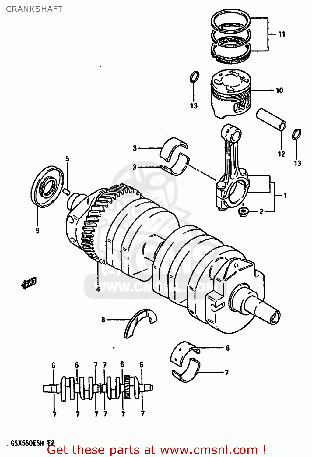CRANKSHAFT GSX550EF 1985 (F) (E01 E02 E04 E06 E17 E18 E21 E22 E24 E25 E34)