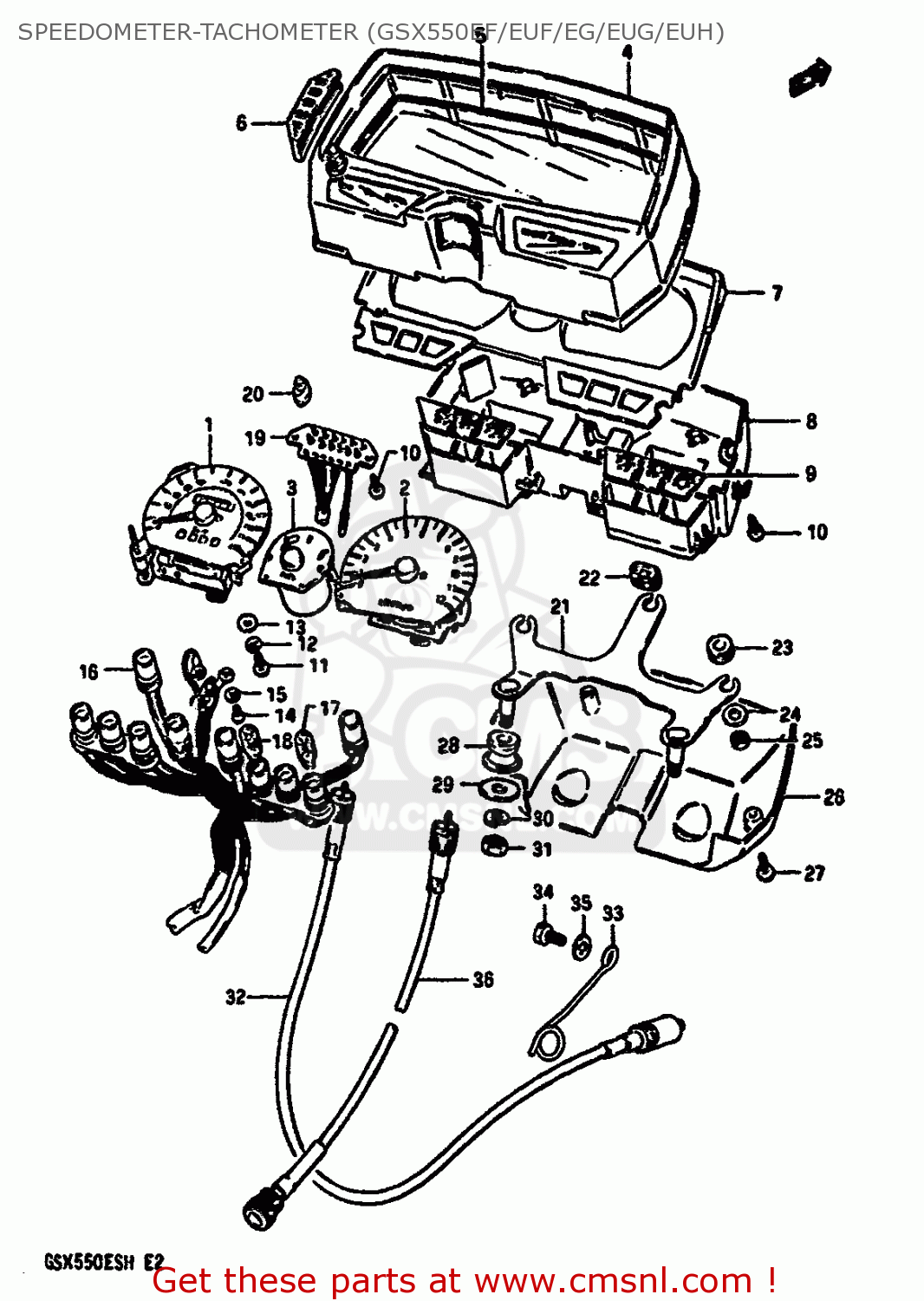 SPEEDOMETER-TACHOMETER (GSX550EF/EUF/EG/EUG/EUH) GSX550EF 1986 (G) (E01 E02 E04 E06 E17 E18 E21 E22 E24 E25 E34)