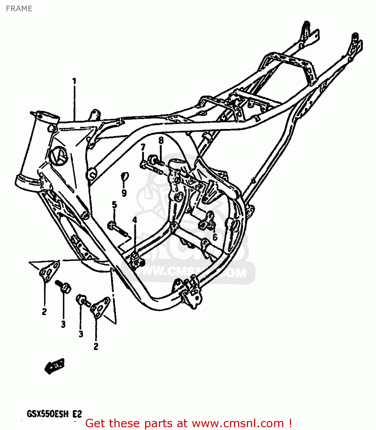 FRAME GSX550EF 1986 (G) (E01 E02 E04 E06 E17 E18 E21 E22 E24 E25 E34)