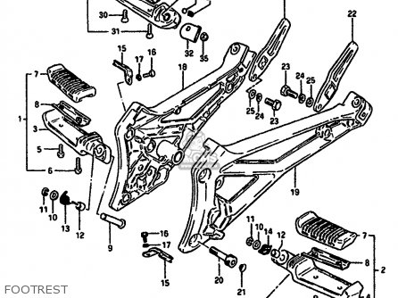 FOOTREST - GSX550EF 1986 (G) (E01 E02 E04 E06 E17 E18 E21 E22 E24 E25 E34)