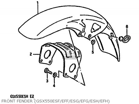 FRONT FENDER (GSX550ESF/EFF/ESG/EFG/ESH/EFH) - GSX550EF 1986 (G) (E01 E02 E04 E06 E17 E18 E21 E22 E24 E25 E34)