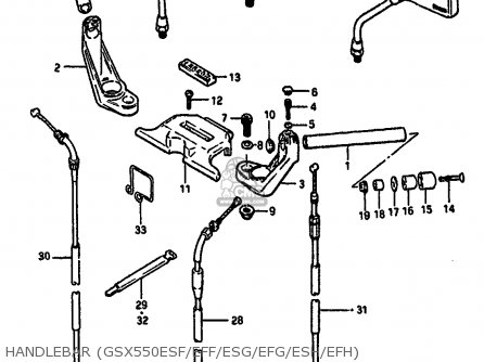 HANDLEBAR (GSX550ESF/EFF/ESG/EFG/ESH/EFH) - GSX550EF 1986 (G) (E01 E02 E04 E06 E17 E18 E21 E22 E24 E25 E34)