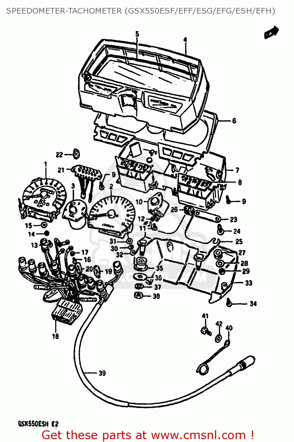 SPEEDOMETER-TACHOMETER (GSX550ESF/EFF/ESG/EFG/ESH/EFH) GSX550EF 1987 (H) (E02 E06 E17 E21 E22 E24 E53)