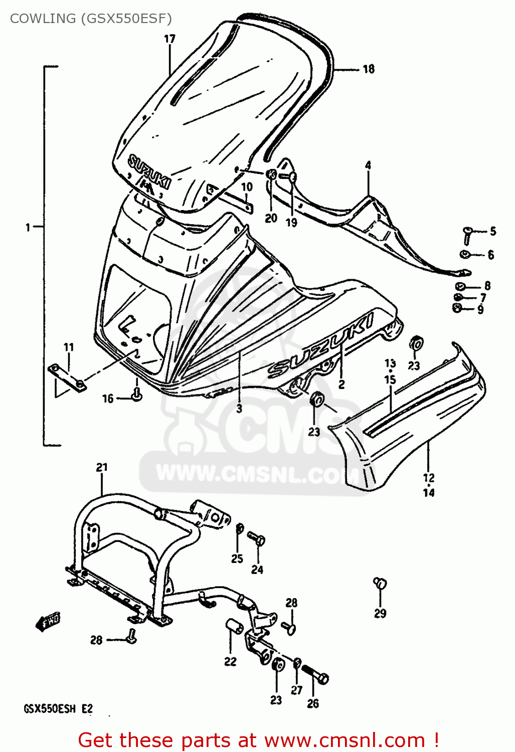 COWLING (GSX550ESF) GSX550EF 1987 (H) (E02 E06 E17 E21 E22 E24 E53)