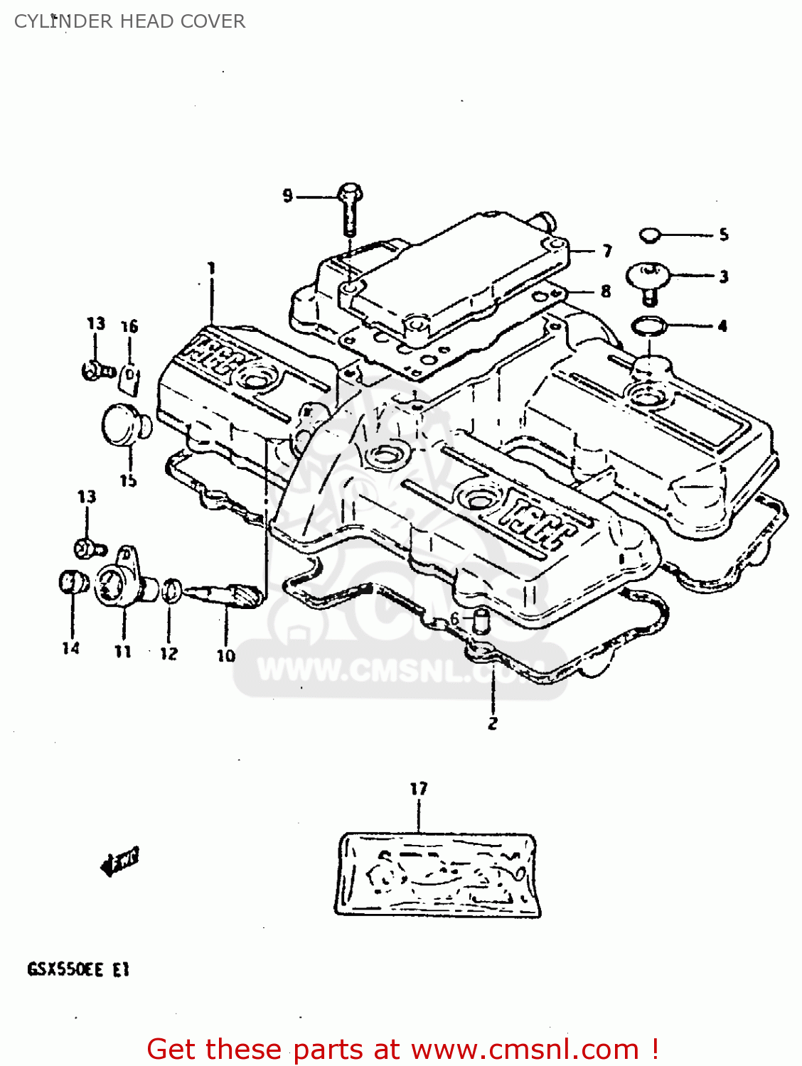 CYLINDER HEAD COVER GSX550ES 1983 (D) (E01 02 04 06 15 16 17 18 21 22 24 25 26 34 39
